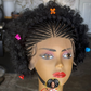 Kids Glueless Afro Cornrow Wig