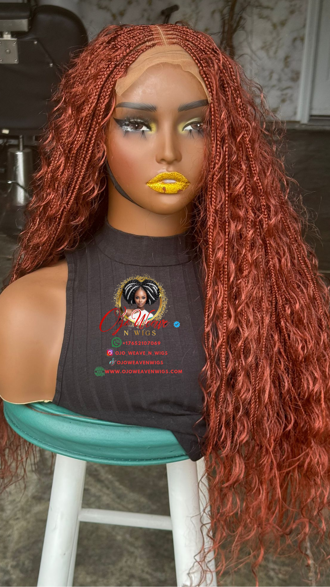 Ready to Ship: 24-Inch Ginger Boho Closure Wig