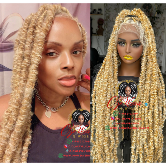 Tiffany Unit Full lace wig 28/30 inch Blonde Butterfly loc Made to Order
