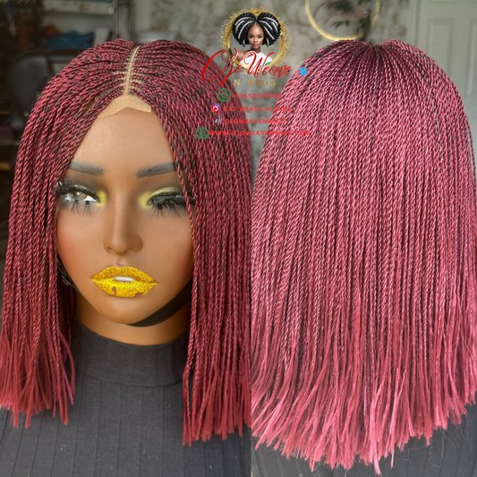 Komiko Burgundy 12-inch Bob Wig - Ready to Ship