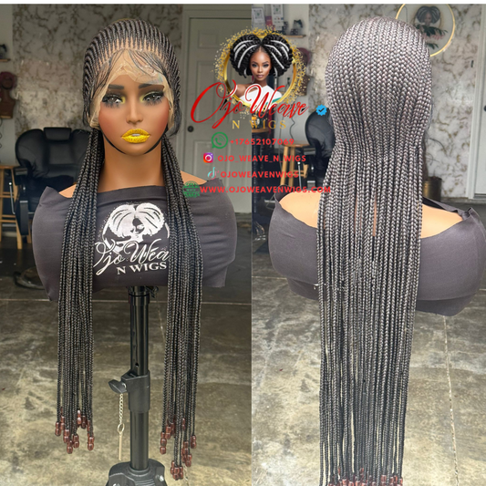 Kenny Unit Black Full Lace Cornrow Ready to Ship