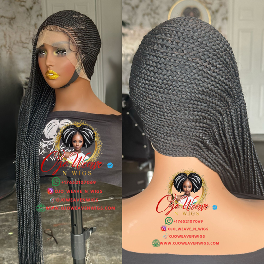 Full Lace Lemonade Braids - 26/28 Inches, 1B, Human Hair Base Ready to Ship