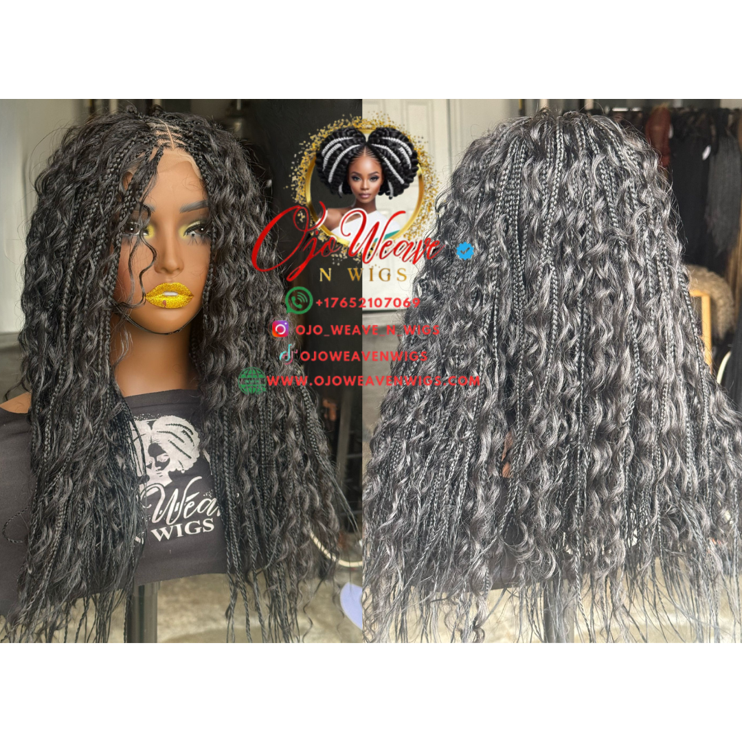 Boho Wig with 5x5 Closure - 18" - 1B : Made to Order