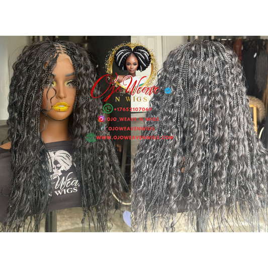 Boho Wig with 5x5 Closure - 18" - 1B : Made to Order
