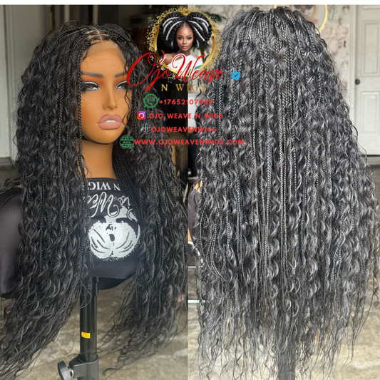 24" Black Boho Wig Mine Unit - Made to Order - 5x5 Closure