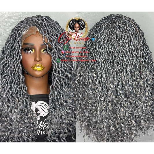Monica Unit 14 Inch Grey Crochet Wig: Made to Order