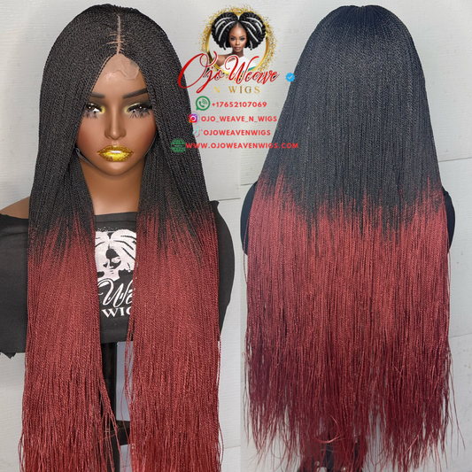 Esther Micro Twist Unit: Ombre Burgundy - Ready to Ship