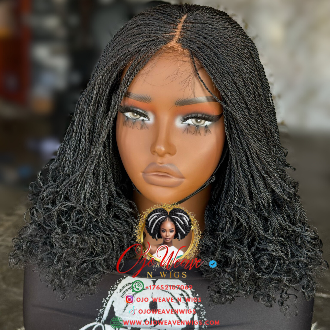 Amanda with Closure Micro Braid Wig Ready to Ship