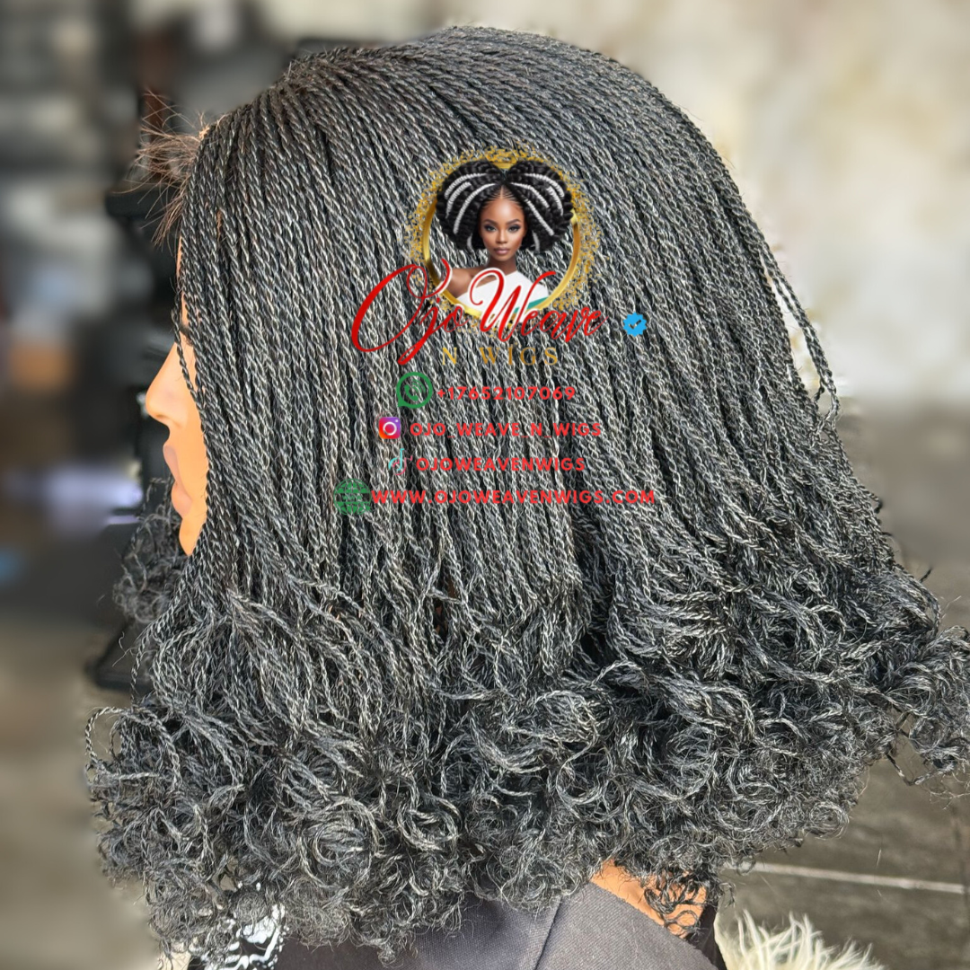 Amanda with Closure Micro Braid Wig Ready to Ship