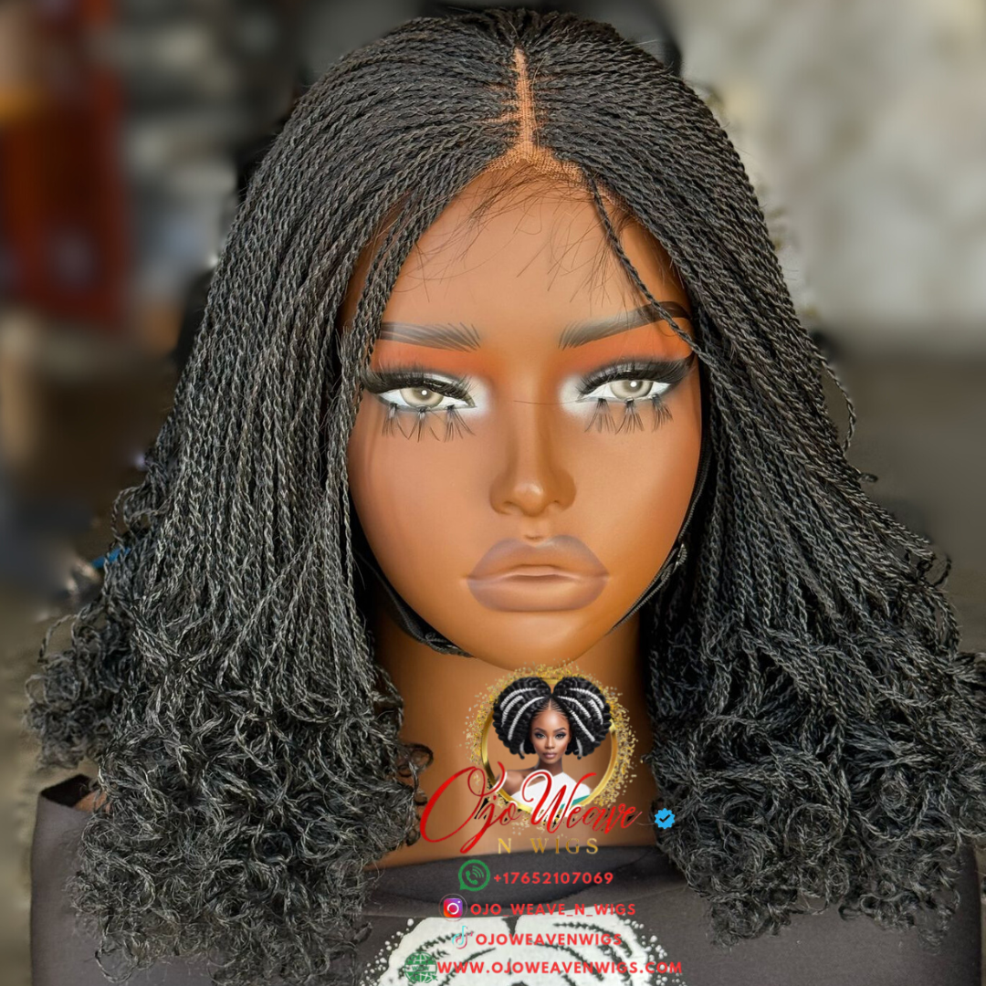 Amanda with Closure Micro Braid Wig Ready to Ship