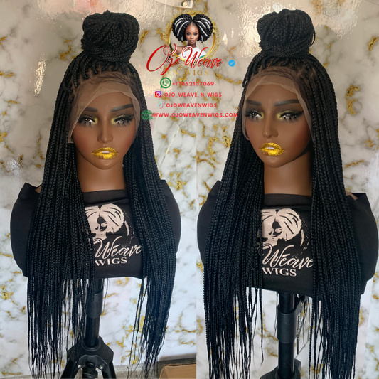 Full Lace Box Braid Wig Color 1b, 26/28 Inch - Ready to Ship