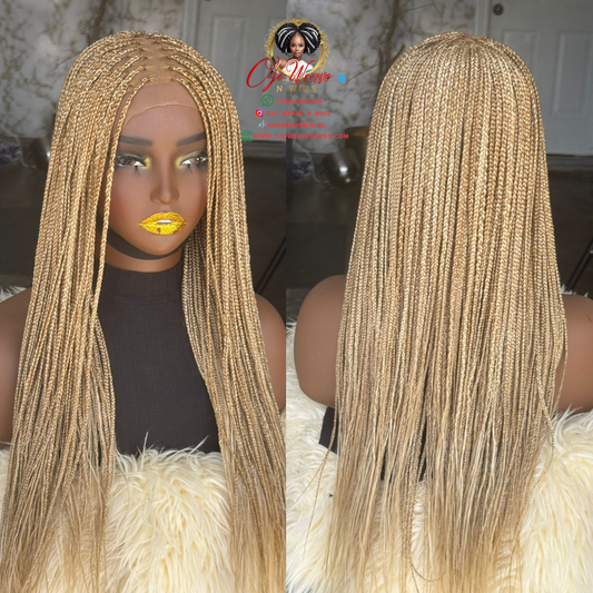 Glueless Knotless Braids Wig - 18-20 Inch Closure, ready to wear