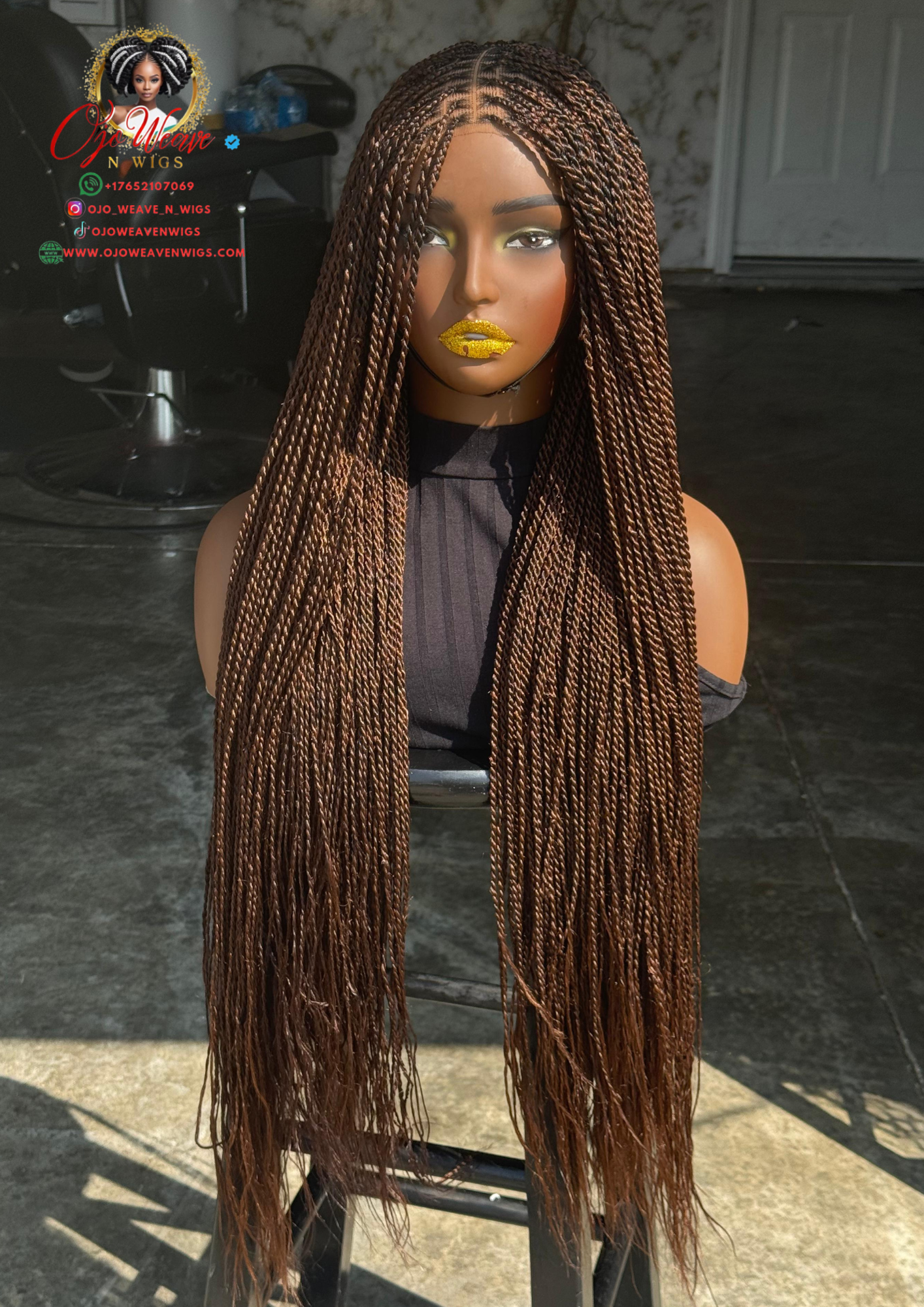 Senegalese Twist Closure Wig Ready to Ship 26/28 Inch Color 30/33 Mix