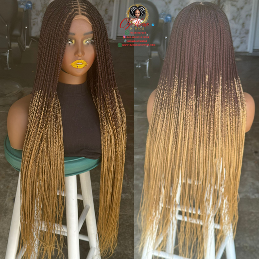 28" 5x5 Closure Knotless Braided Wig - Ready to Ship