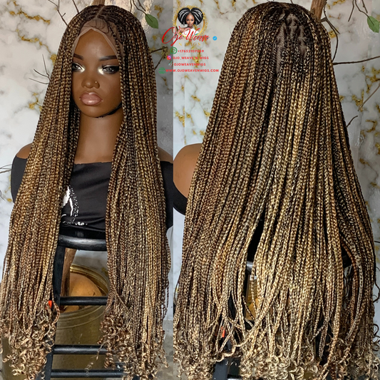 Full Lace Human Hair Knotless Braids Wig | Ready to Ship 30 Inch