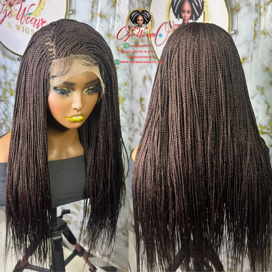 20-22" Micro Braid Sara Unit - Ready to Ship Braided Wig
