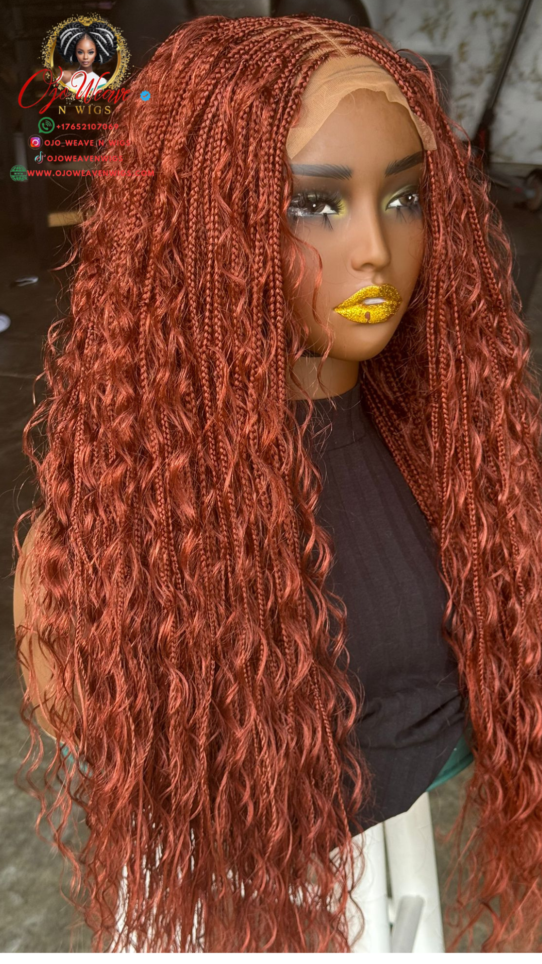Ready to Ship: 24-Inch Ginger Boho Closure Wig