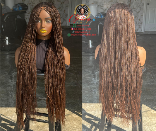 Senegalese Twist Closure Wig Ready to Ship 26/28 Inch Color 30/33 Mix