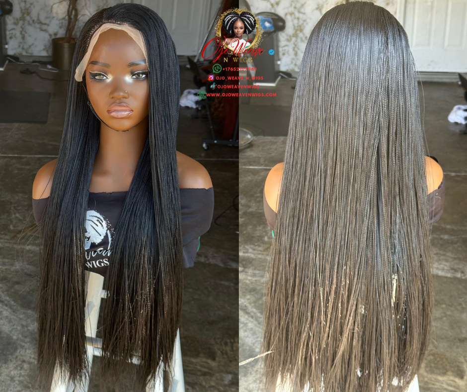 Micro Braids Wig | Ready-to-Ship 28-Inch Human Hair Frontal Wig