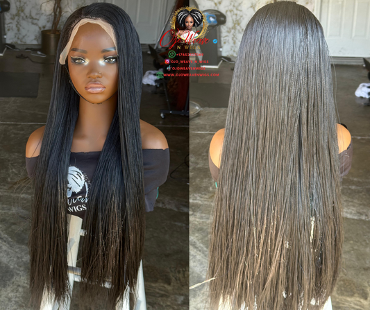 Micro Braids Wig | Ready-to-Ship 28-Inch Human Hair Frontal Wig