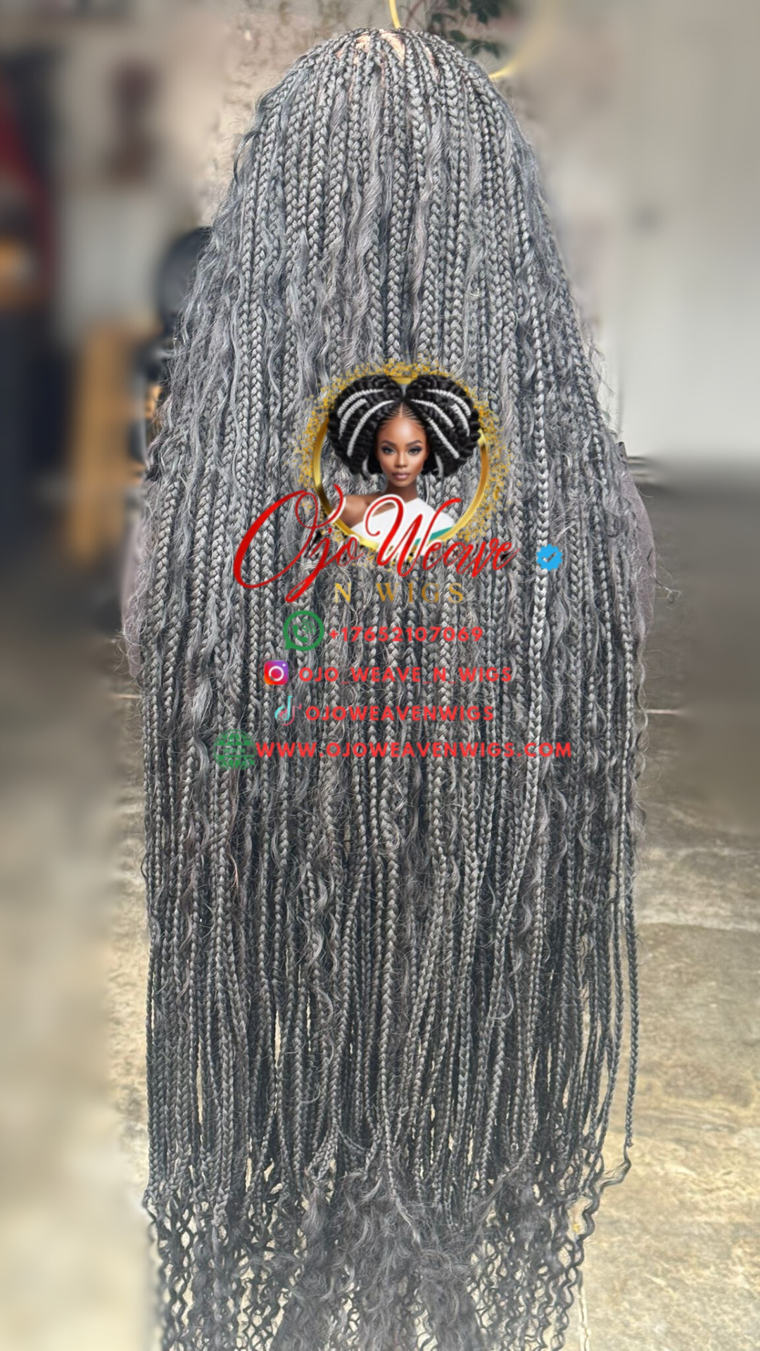 100% Human Hair Full Lace Knotless Black Braids Wig
