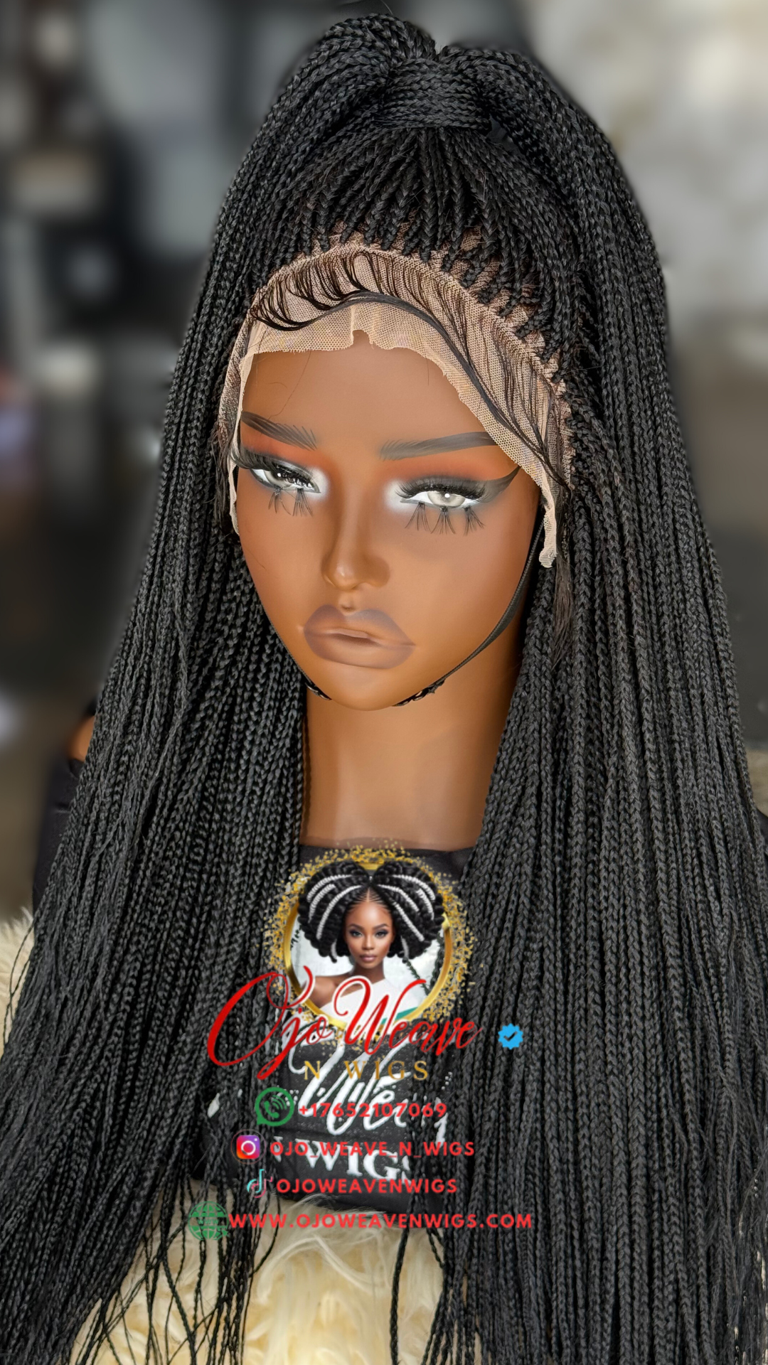 Sara Frontal Micro Black Wig: made to order