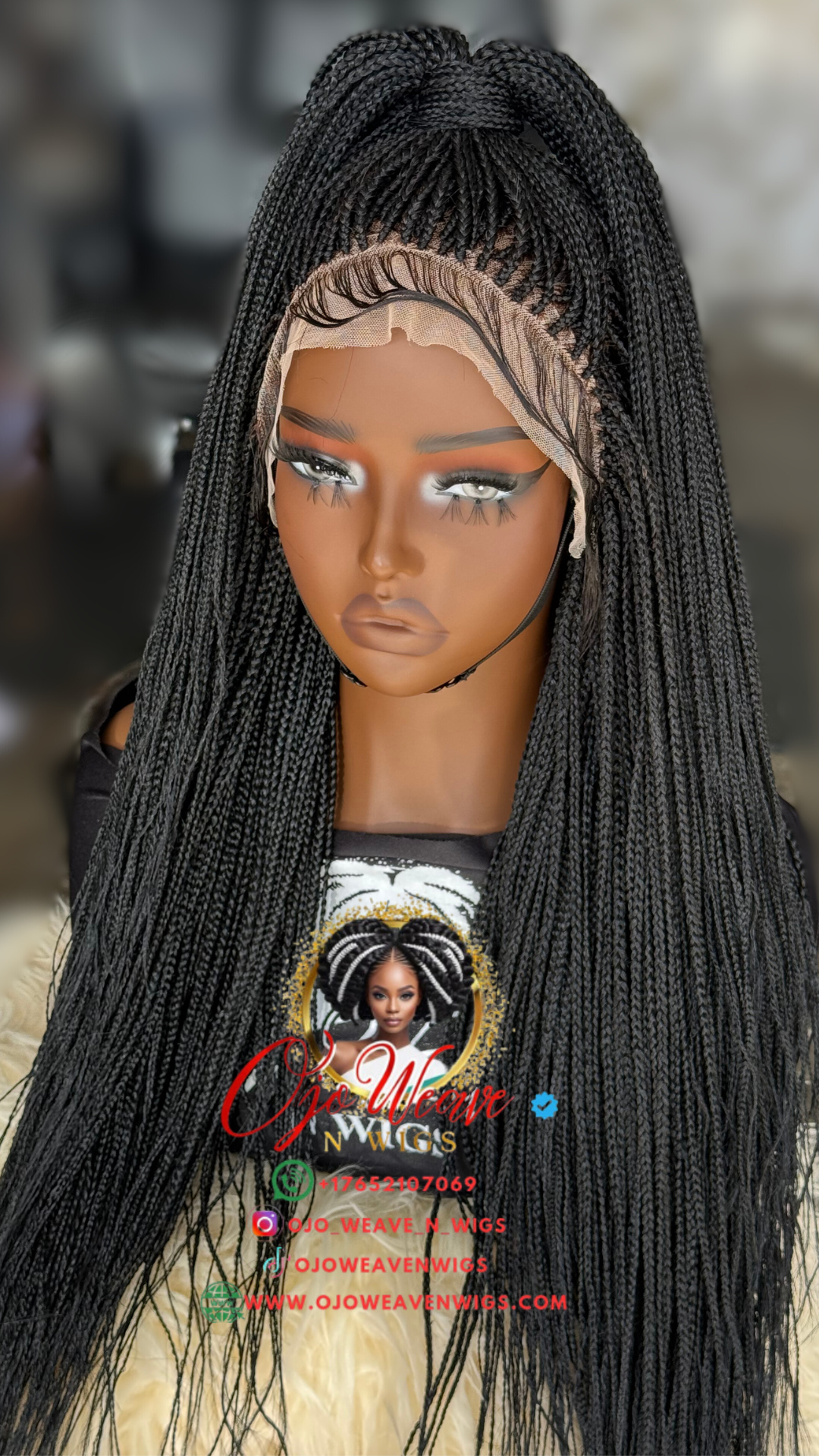 Sara Frontal Micro Black Wig: made to order