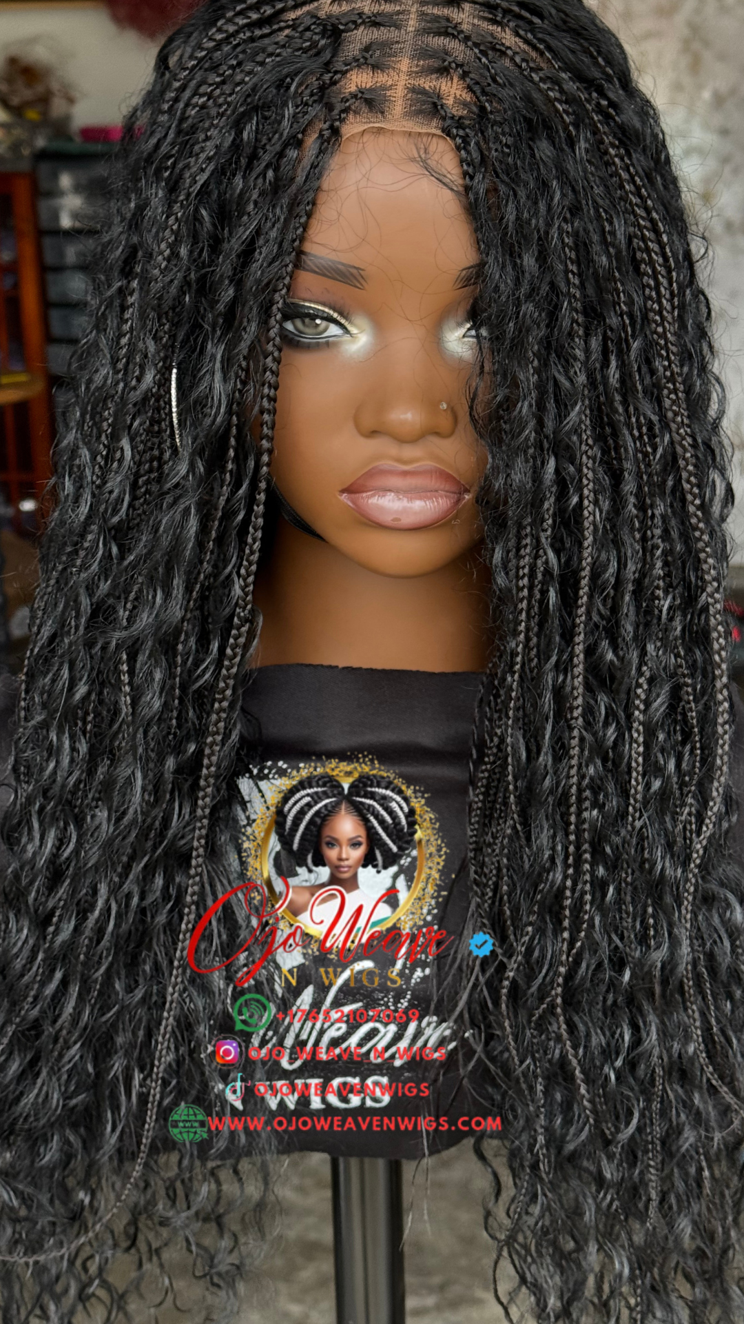 Boho Black Wig Ready to Ship 18inch