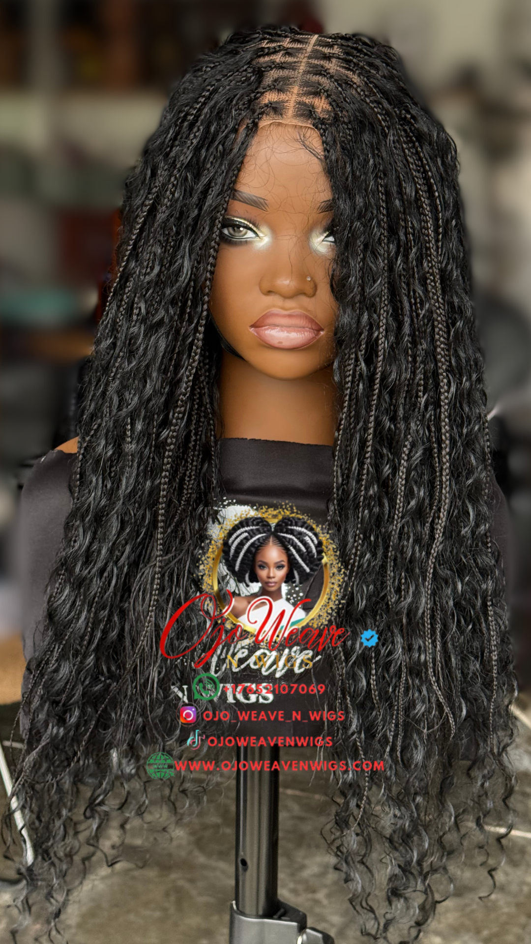 Boho Black Wig Ready to Ship 18inch