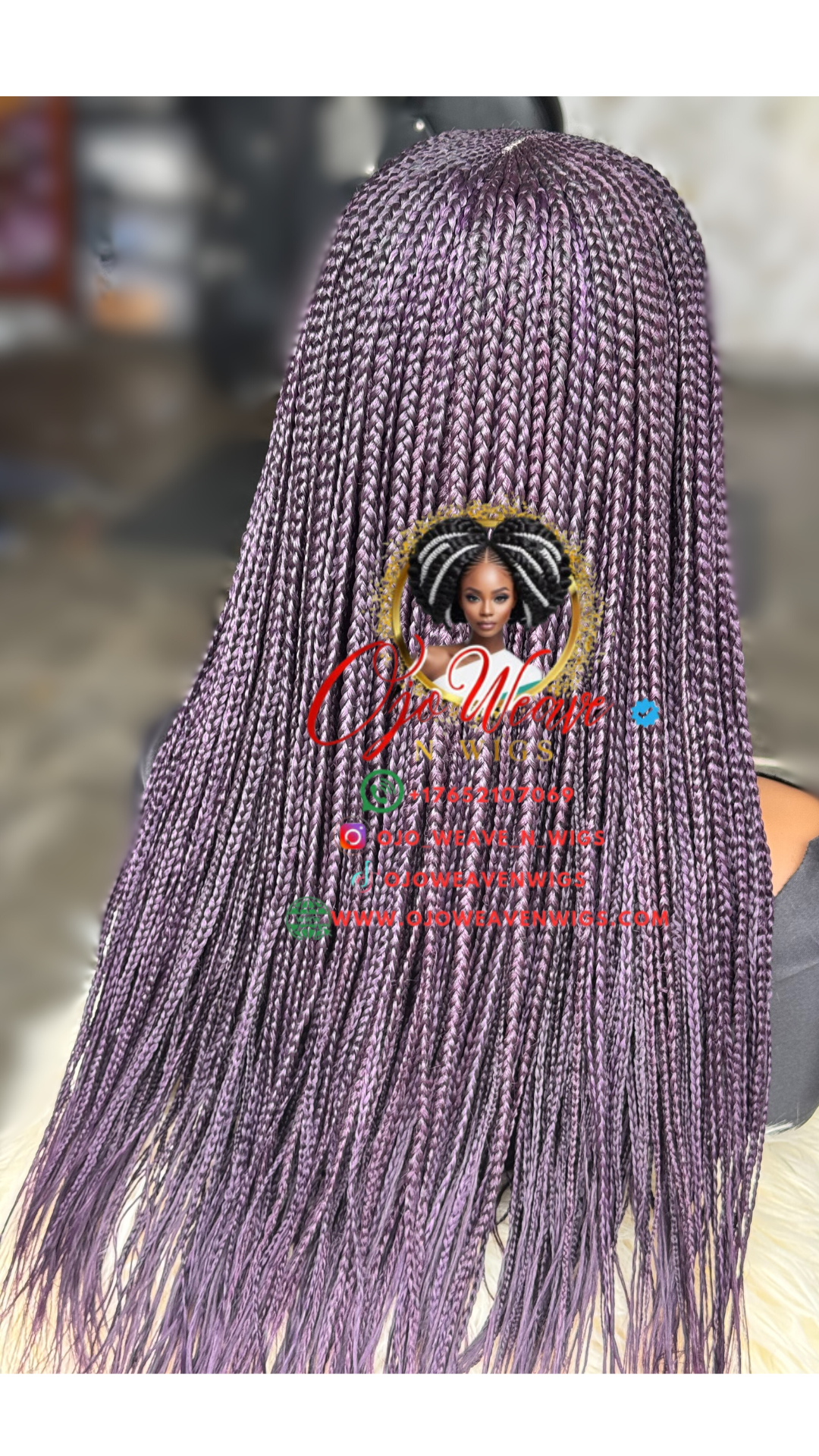 18" Bianca Purple Lace Wig: Made to Order