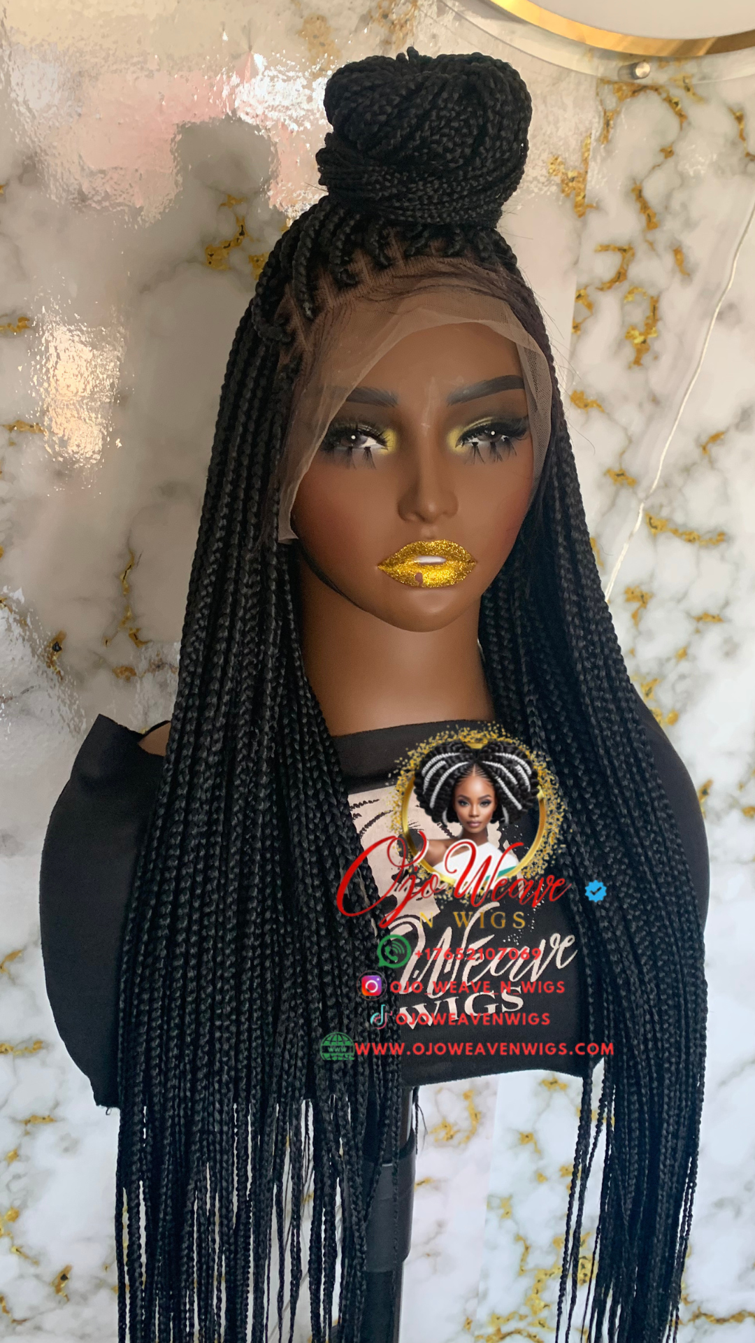 Full Lace Box Braid Wig Color 1b, 26/28 Inch - Ready to Ship