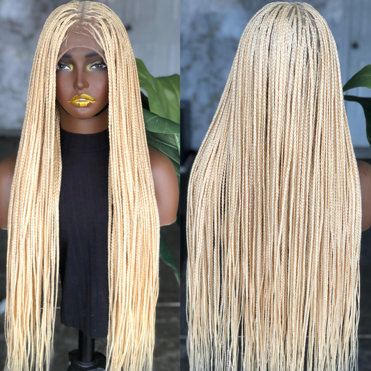 Made-to-Order Tiny Knotless Wig: 30-Inch Full Lace or Frontal | Blonde