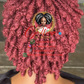 Timini Kinky Wig: Burgundy mix with Black Glueless Closure Made to Order
