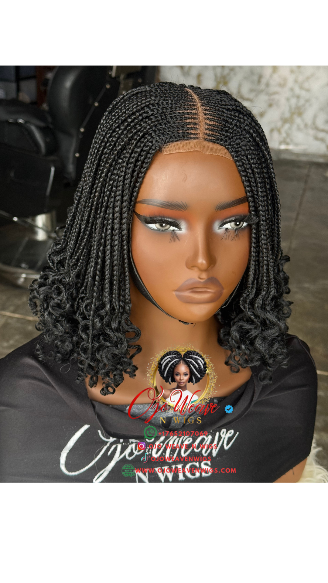 Bianca Curly Closure Glueless Wig  Black - Pre Order