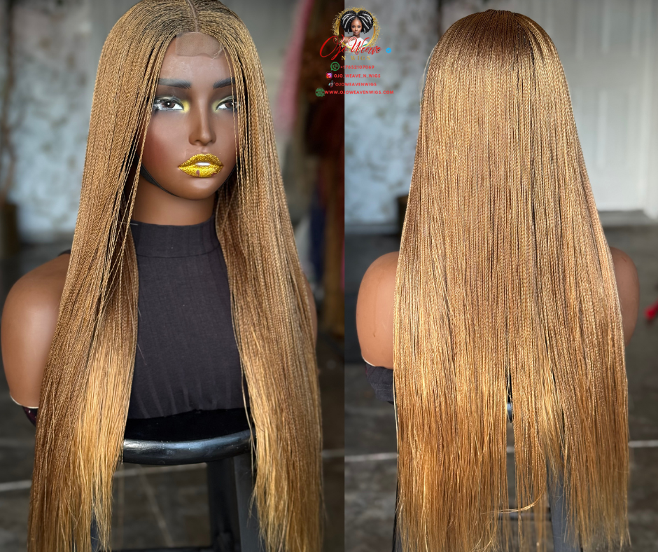Super Tiny Braided Micro Closure Wig Color 27 | Bone Straight | Ready to Ship