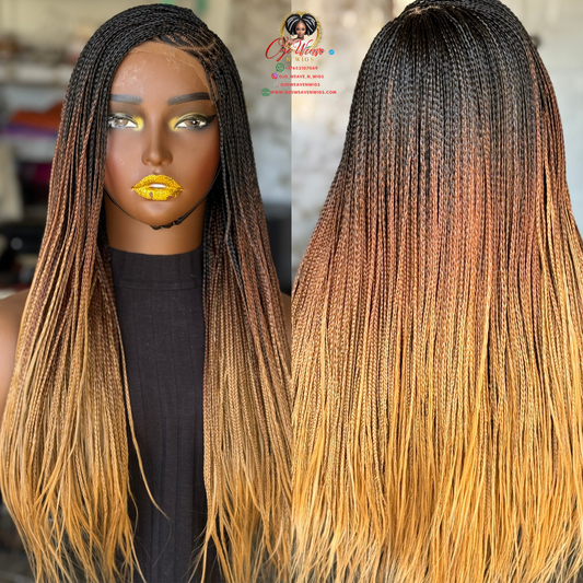 Hand Made Bone Straight Wig: 18-20" Side Part Style