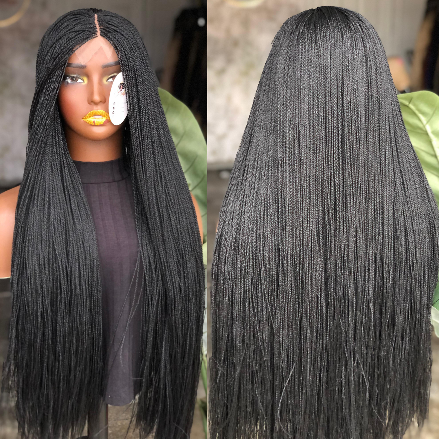 Ready-to-Ship Micro Unit: 28" Glueless Closure Braided Wig