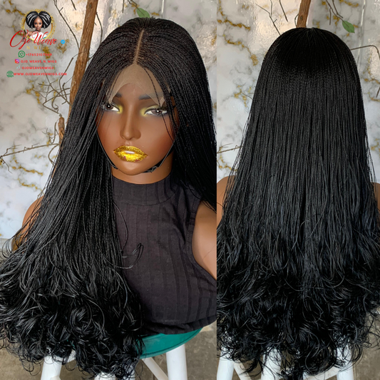 Amena Wig: 22" Black Human Lace 4x4 Closure | Ready-to-Ship