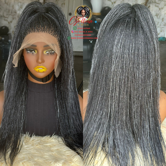Esther Frontal Micro Salt and Pepper Wig - Ready to Ship 18/20 Inch