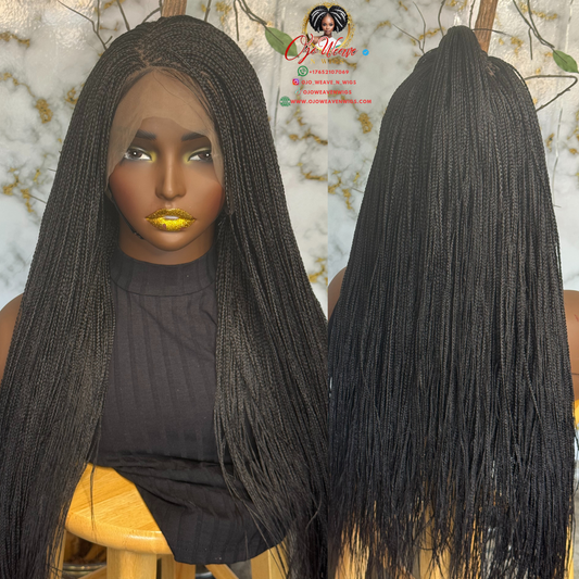 Full Lace Micro Braids Wig | Made to Order 24/26 Inch | Color 1B