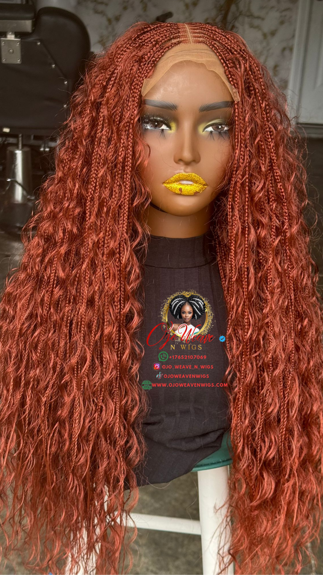 Ready to Ship: 24-Inch Ginger Boho Closure Wig