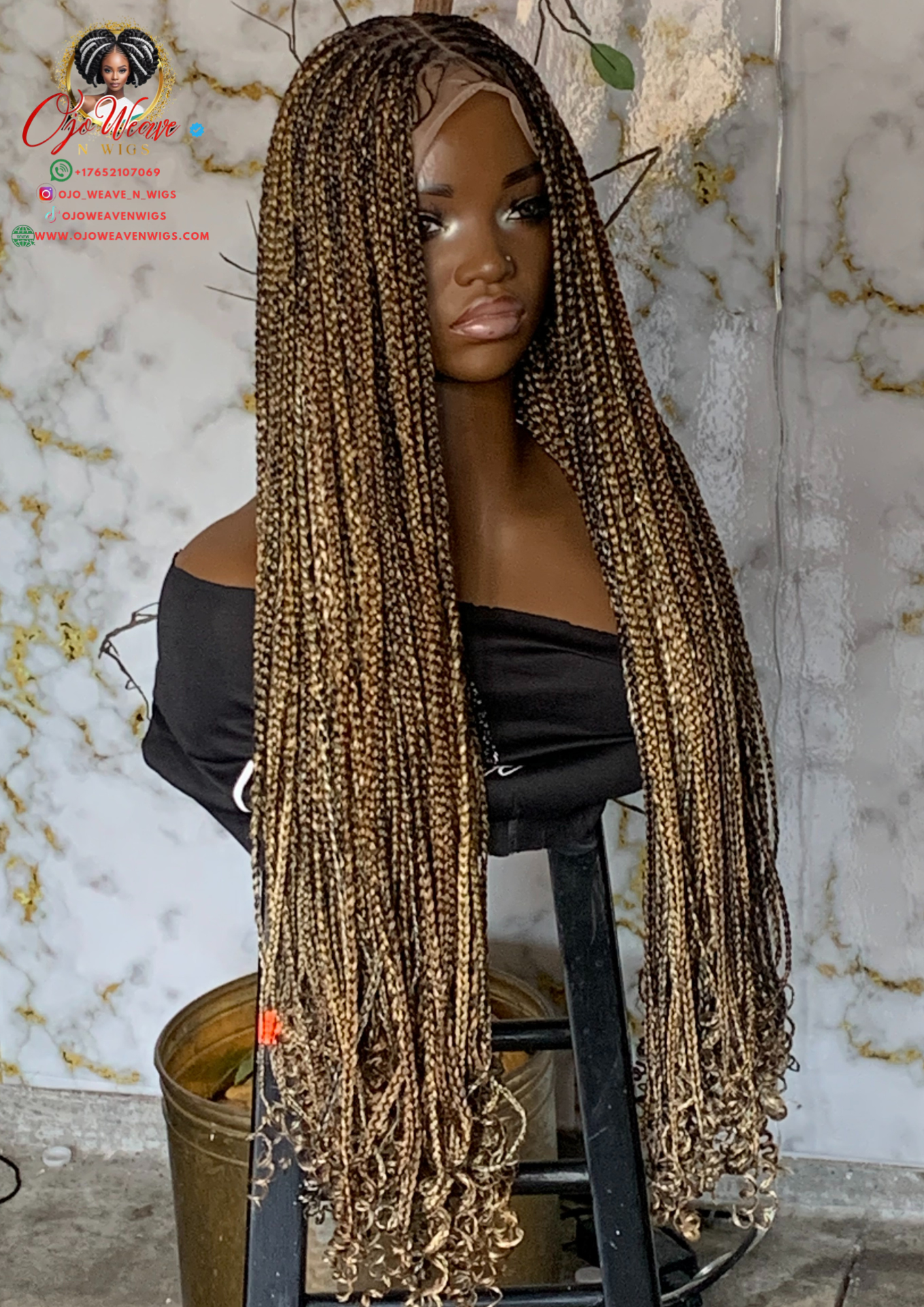 Full Lace Human Hair Knotless Braids Wig | Ready to Ship 30 Inch