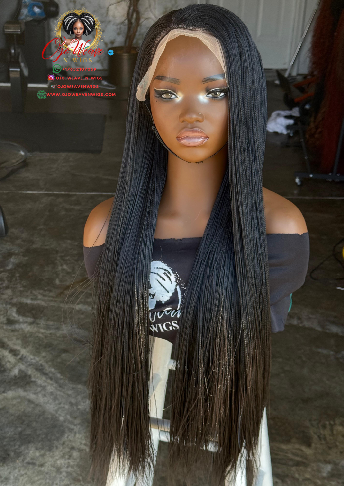 Micro Braids Wig | Ready-to-Ship 28-Inch Human Hair Frontal Wig
