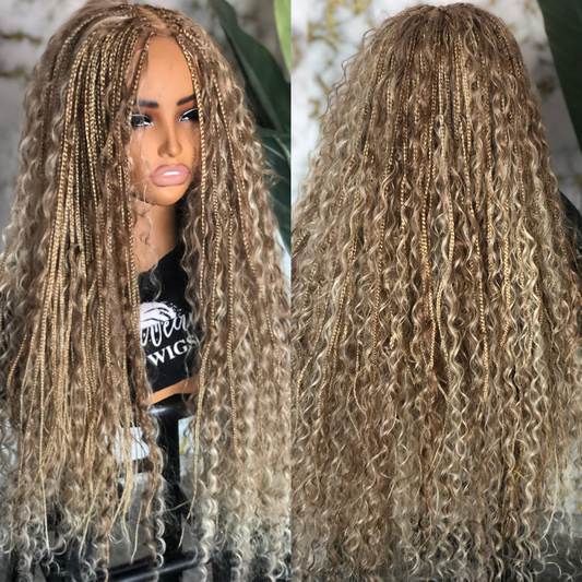 Custom Made to Order Boho Wig | 24" Closure | Blonde & Color 30 Mix