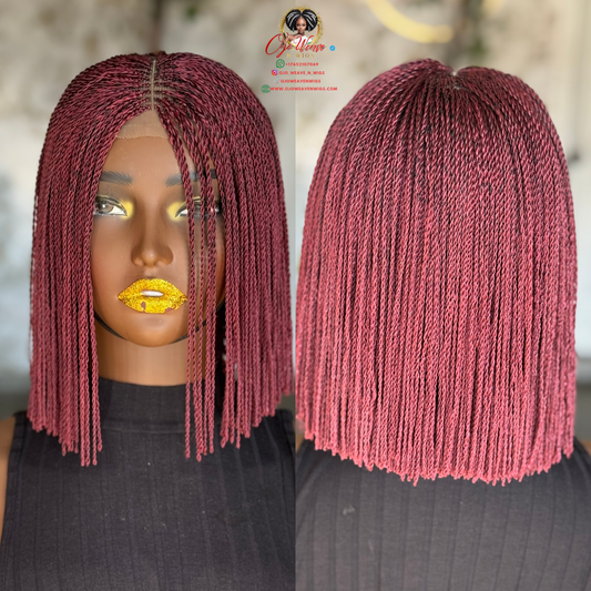 Cool Burgundy Bob Wig | 10-Inch Ready-to-Ship Glueless Closure