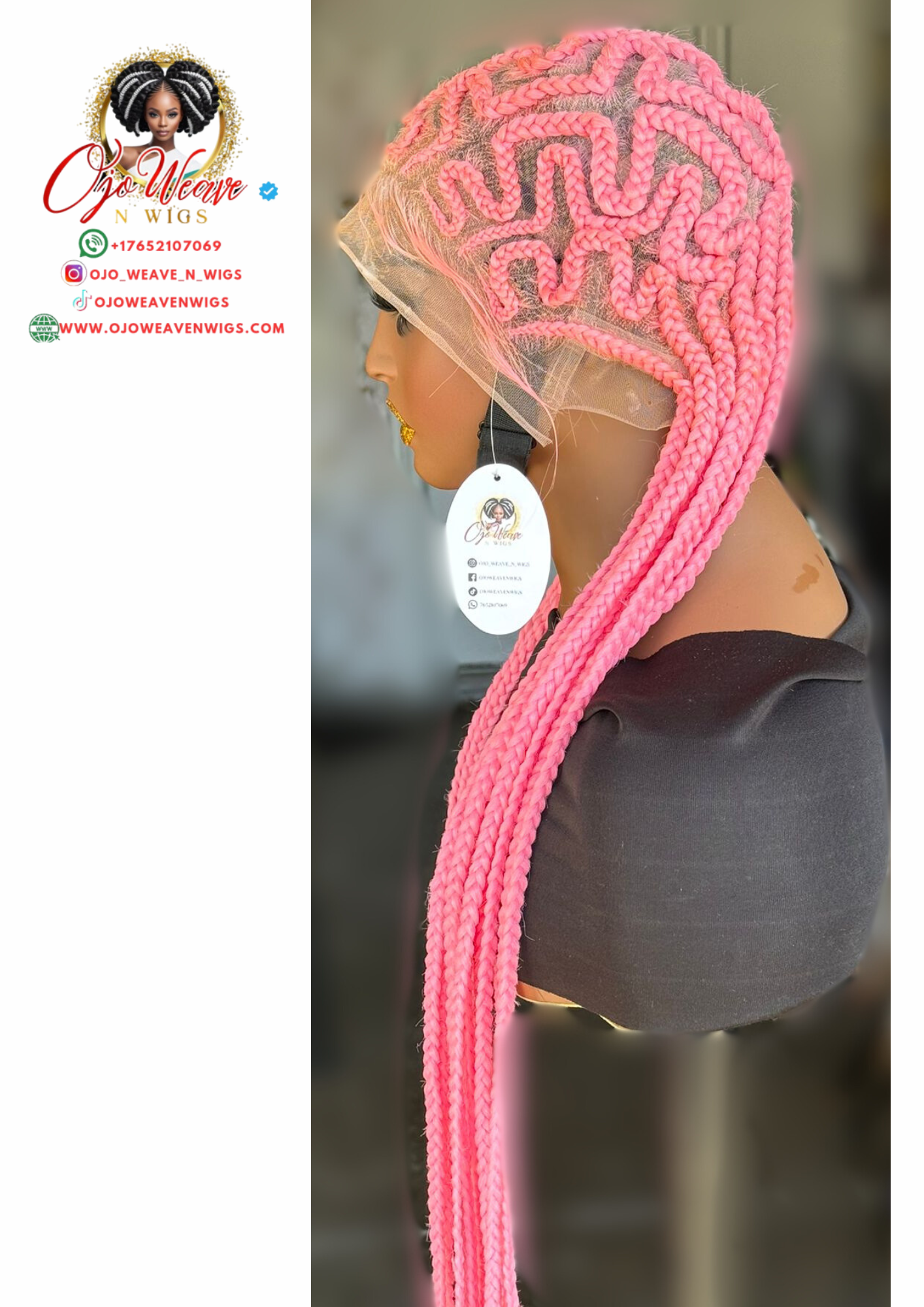 Kenny Unit Full Lace Wig 28/30 Inch Color Pink Ready to Ship